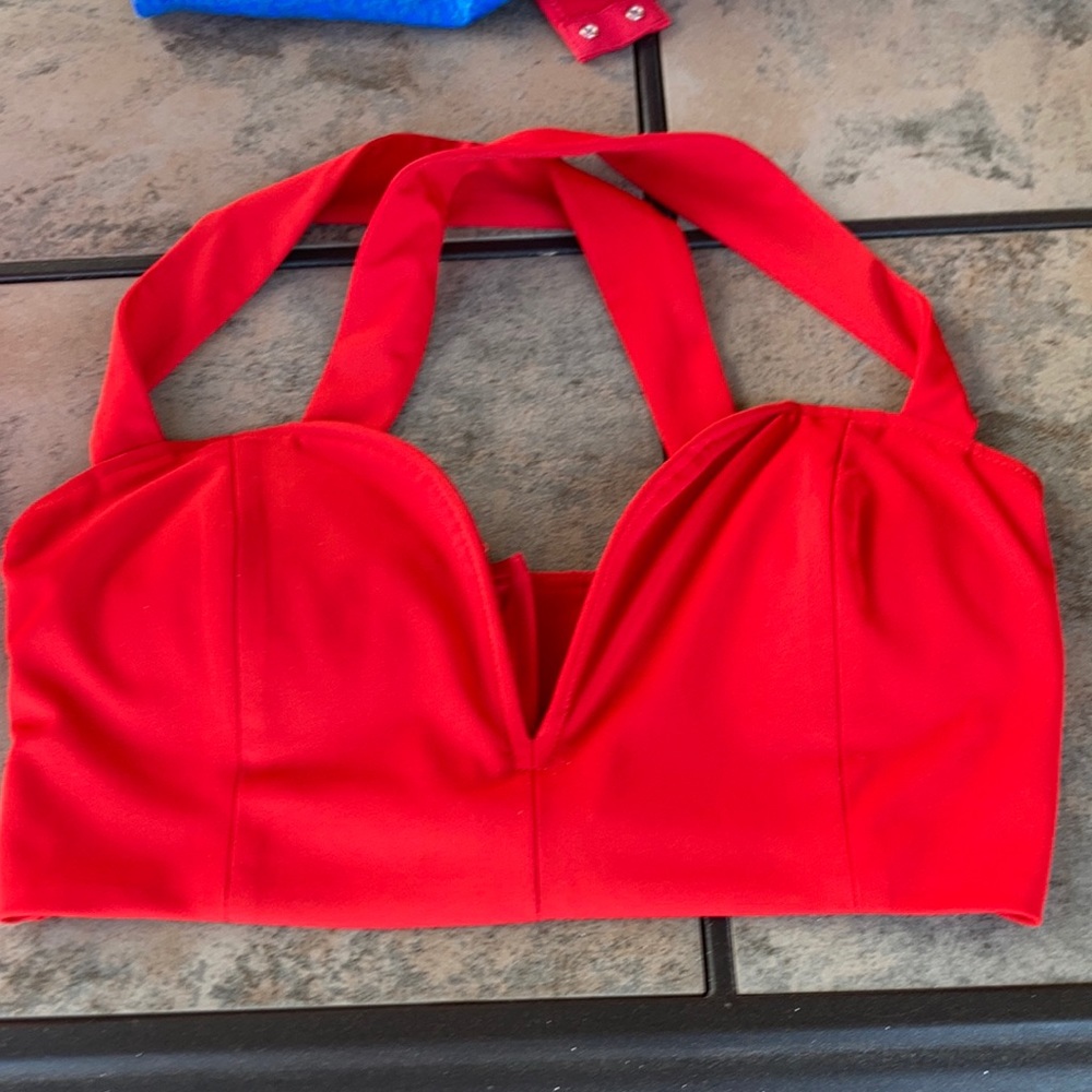 Bright red crop top small